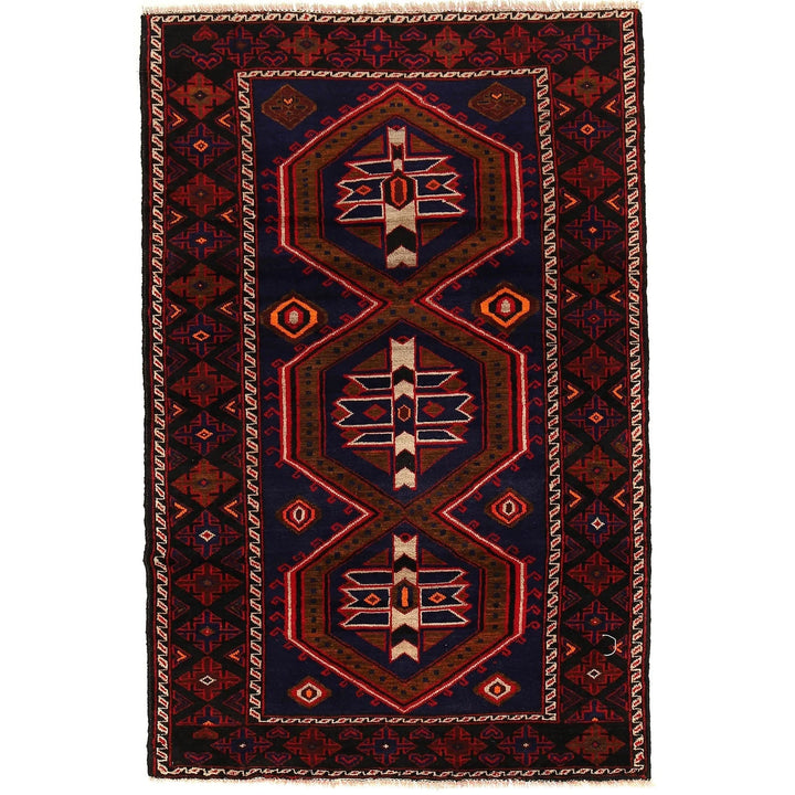 Afghan Baluchi Rug 4' 0" x 6' 3" Hand-Knotted | No. AL35417