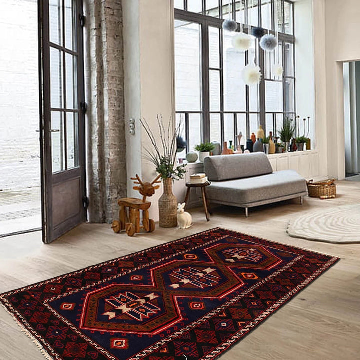 Afghan Baluchi Rug 4' 0" x 6' 3" Hand-Knotted | No. AL35417