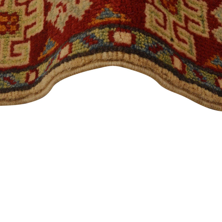 Beige Afghan Kazak Rug 2' 8" x 3' 11" Hand-Knotted | No. AL35425