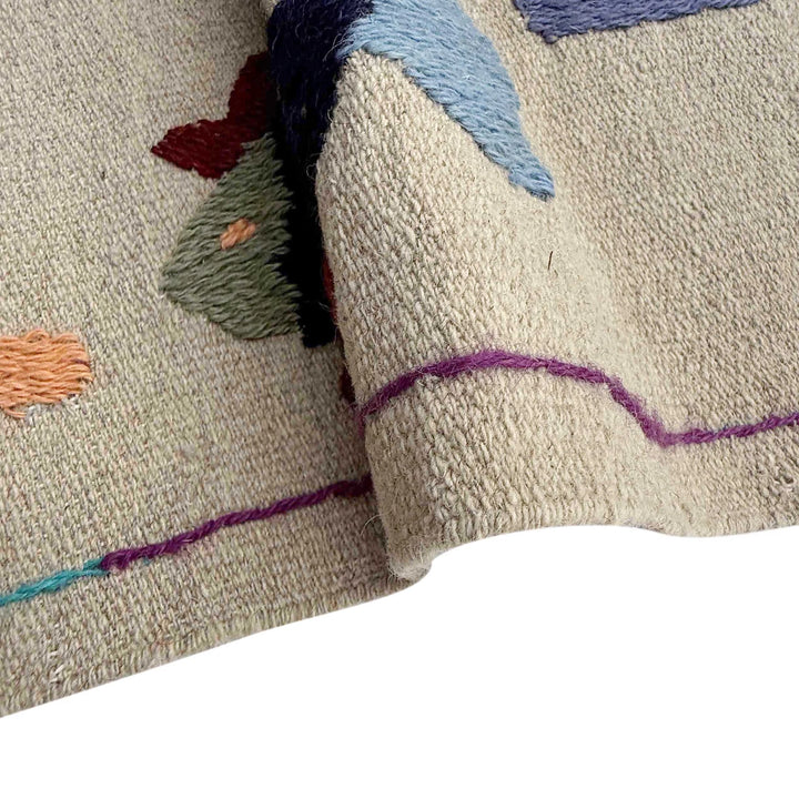 Beige Pakistani Kilim Rug 3'8" x 6'2" Flat-Weave | No. AL35439