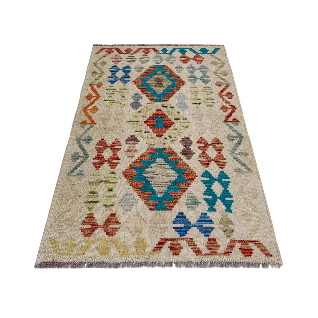 Afghan Vegetable Kilim Rug 2' 5" x 4' 3" Flat-Weave | No. AL354707