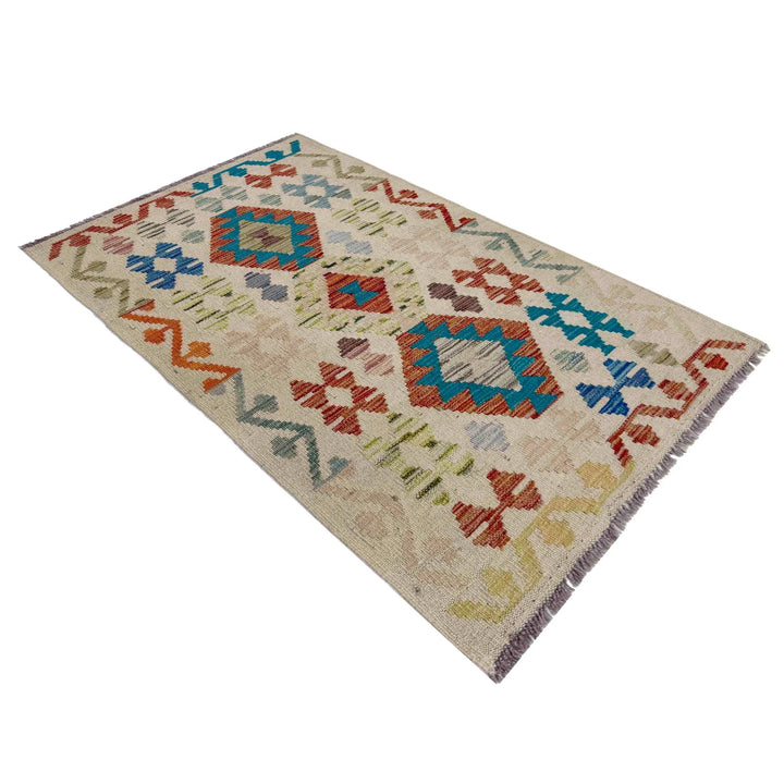 Afghan Vegetable Kilim Rug 2' 5" x 4' 3" Flat-Weave | No. AL354707