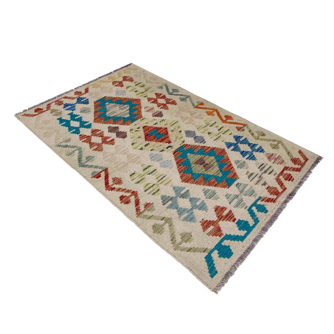 Afghan Vegetable Kilim Rug 2' 5" x 4' 3" Flat-Weave | No. AL354707