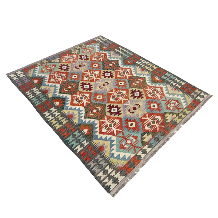 Afghan Vegetable Kilim Rug 4'11" x 6'6" Flat-Weave | No. AL354875