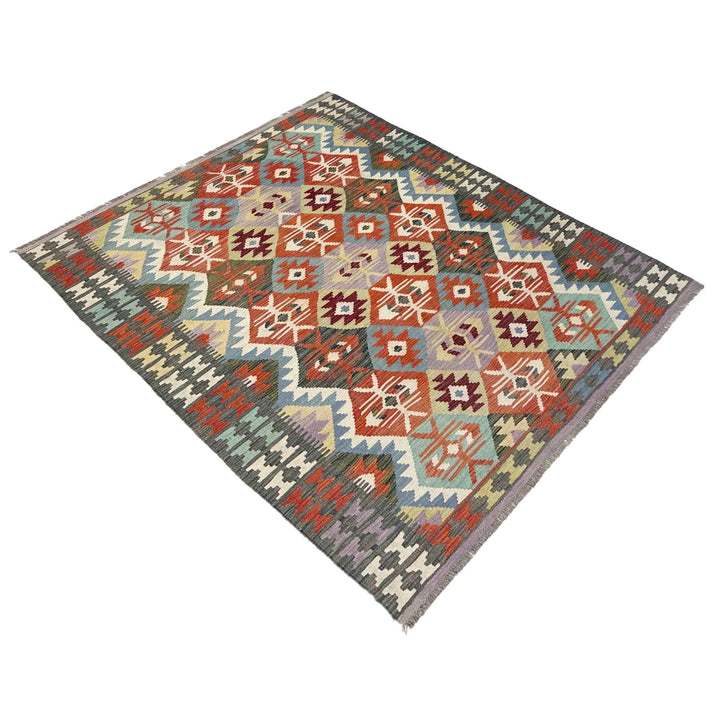 Afghan Vegetable Kilim Rug 4'11" x 6'6" Flat-Weave | No. AL354875