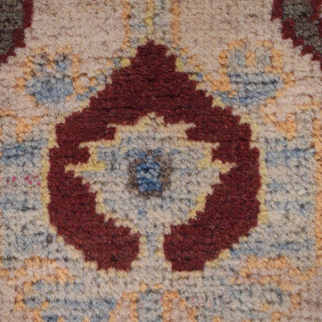 Beige Afghan Kazak Rug 2'6" x 7'7" Hand-Knotted | No. AL35515