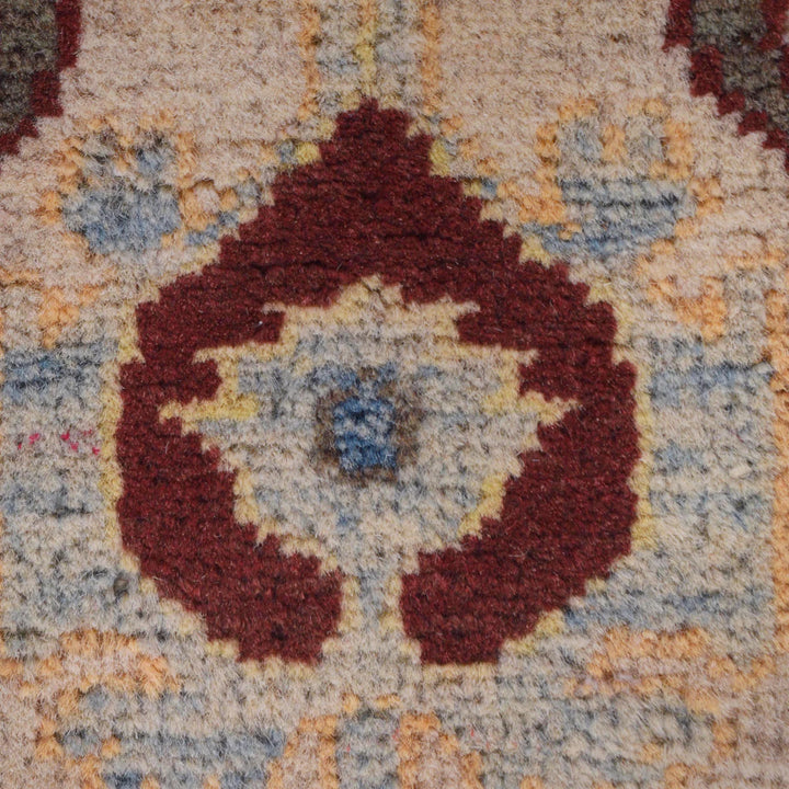 Beige Afghan Kazak Rug 2'6" x 7'7" Hand-Knotted | No. AL35515