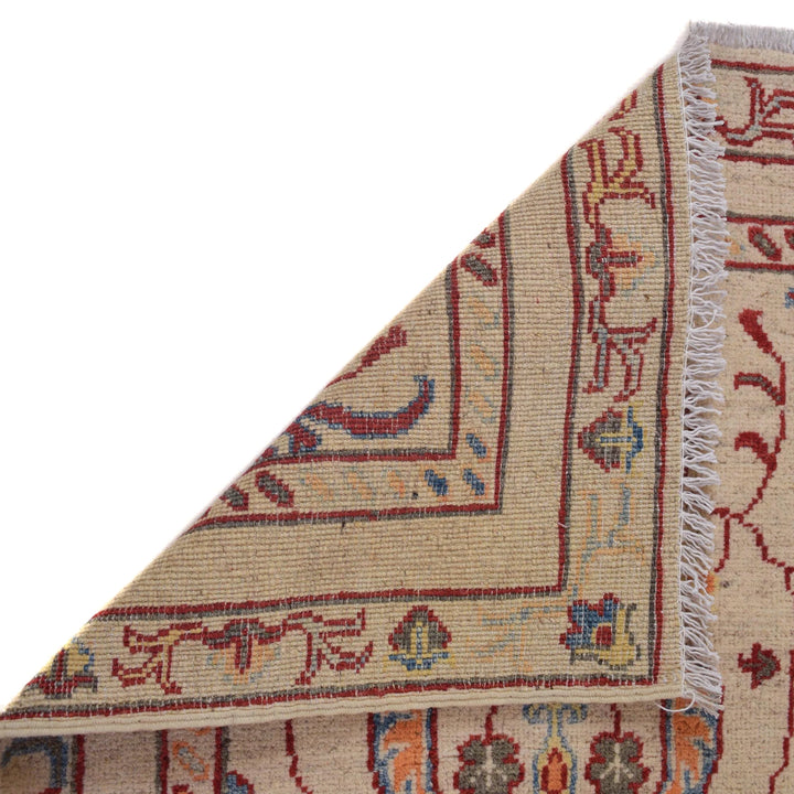 Beige Afghan Kazak Rug 2'6" x 7'7" Hand-Knotted | No. AL35515