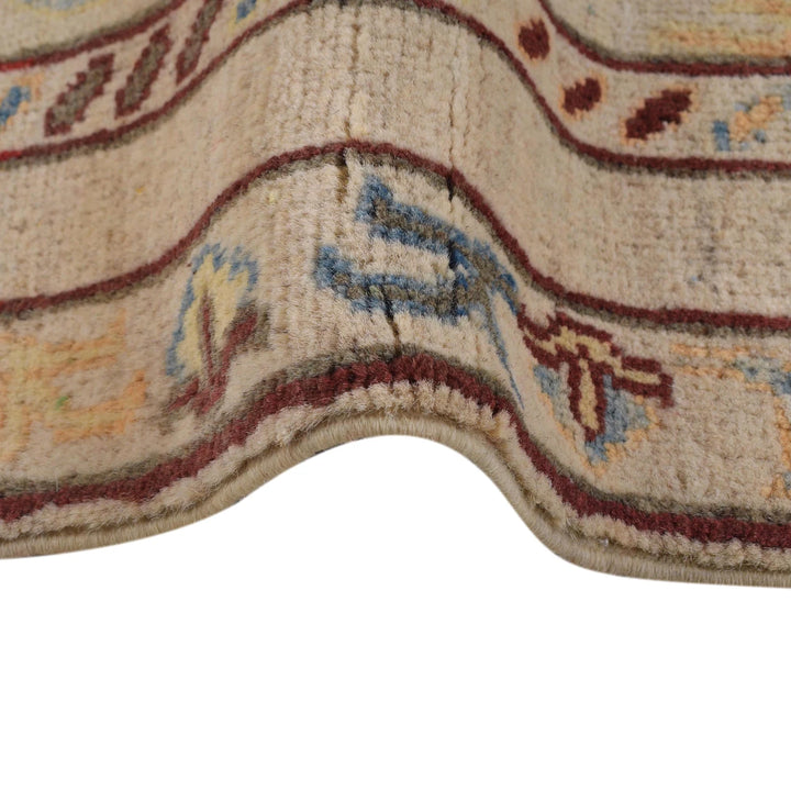 Beige Afghan Kazak Rug 2'6" x 7'7" Hand-Knotted | No. AL35515