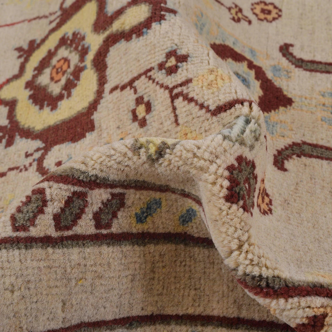Beige Afghan Kazak Rug 2'6" x 7'7" Hand-Knotted | No. AL35515