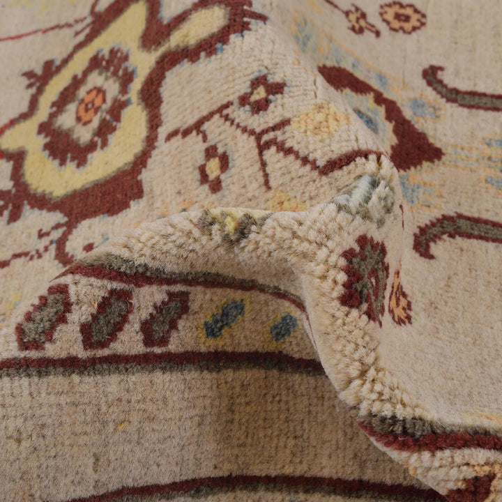 Beige Afghan Kazak Rug 2'6" x 7'7" Hand-Knotted | No. AL35515