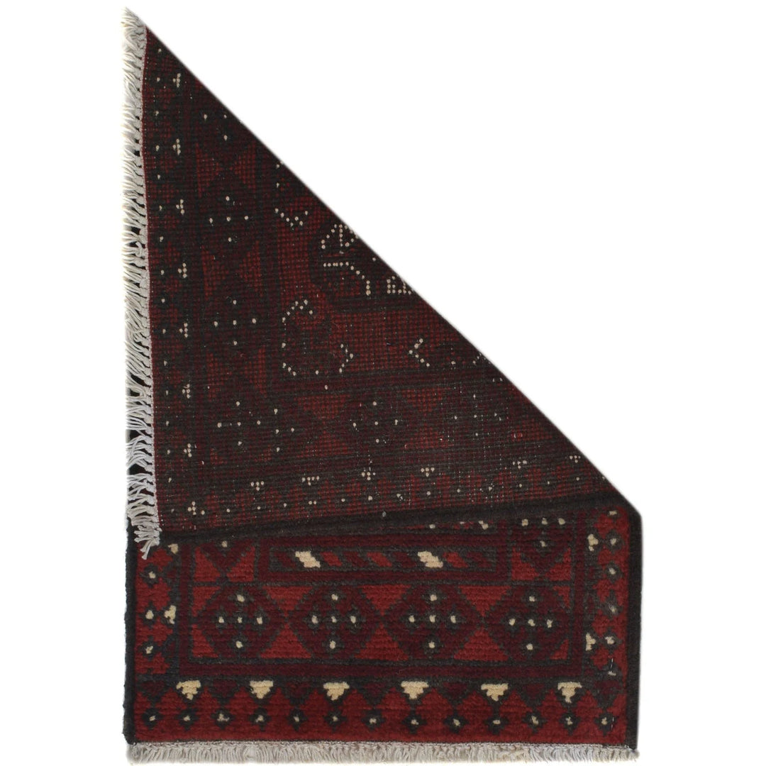 Red Afghan Oriental Doormat 1' 6" x 2' 2" Hand-Knotted | No. AL35525