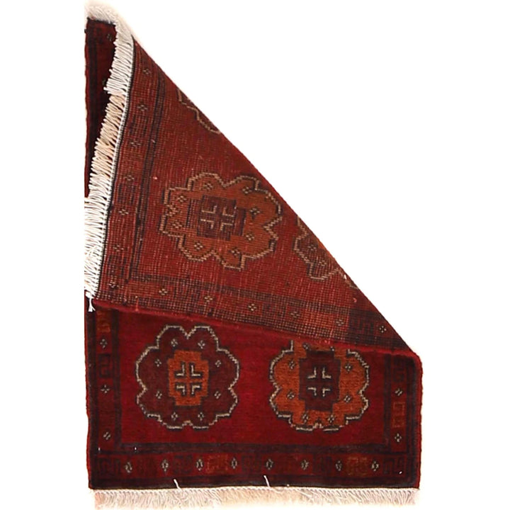 Red Afghan Geometric Rug 1' 5" x 2' 0" Hand-Knotted | No. AL35600