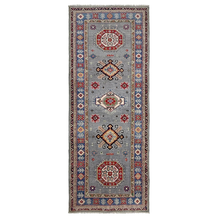 Gray Afghan Kazak Rug 2' 9" x 7' 9" Hand-Knotted | No. AL35625