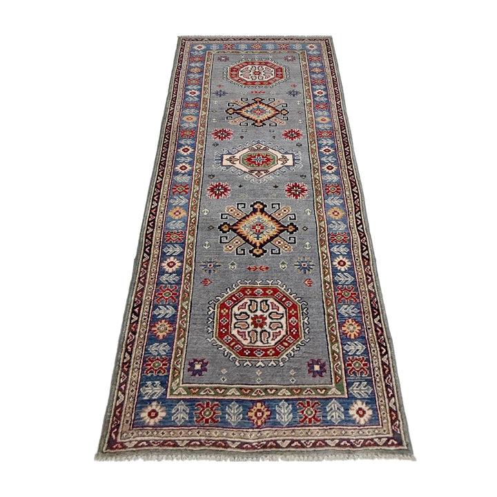 Gray Afghan Kazak Rug 2' 9" x 7' 9" Hand-Knotted | No. AL35625