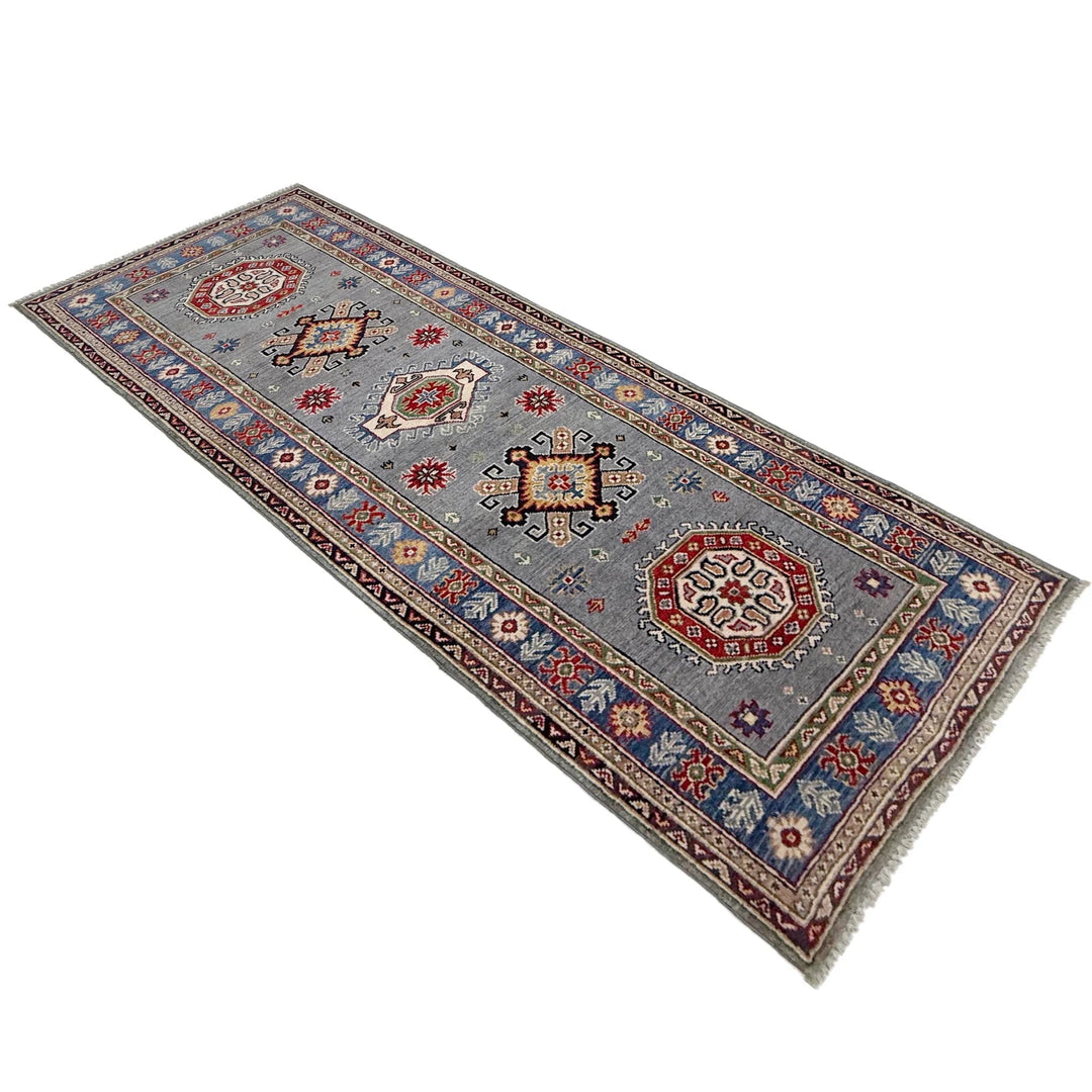 Gray Afghan Kazak Rug 2' 9" x 7' 9" Hand-Knotted | No. AL35625