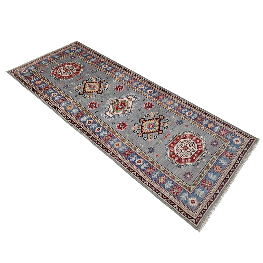 Gray Afghan Kazak Rug 2' 9" x 7' 9" Hand-Knotted | No. AL35625