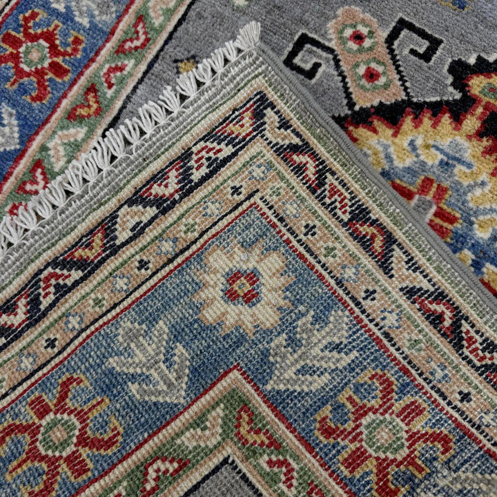 Gray Afghan Kazak Rug 2' 9" x 7' 9" Hand-Knotted | No. AL35625