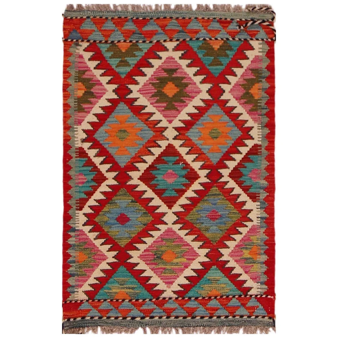 Afghan Kilim Rug 2' 0" x 3' 2" Flat-Weave | No. AL35662