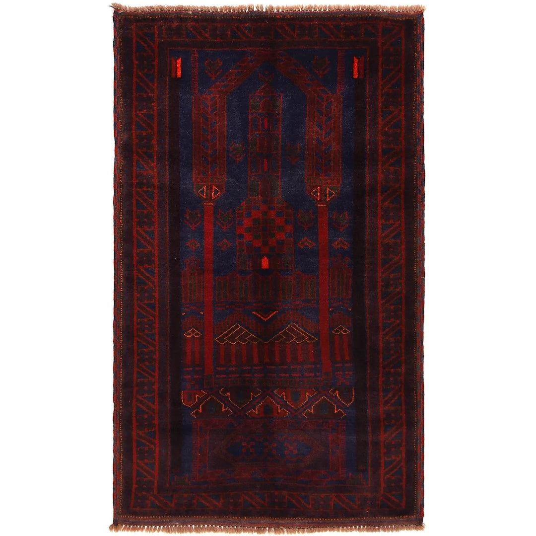 Afghan Prayer Rug 3' 0" x 4' 10" Hand-Knotted | No. AL35677