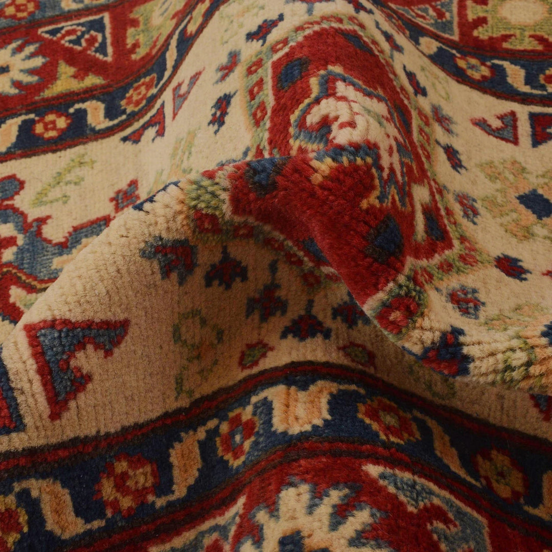 Beige Afghan Kazak Rug 2' 7" x 4' 0" Hand-Knotted | No. AL35682