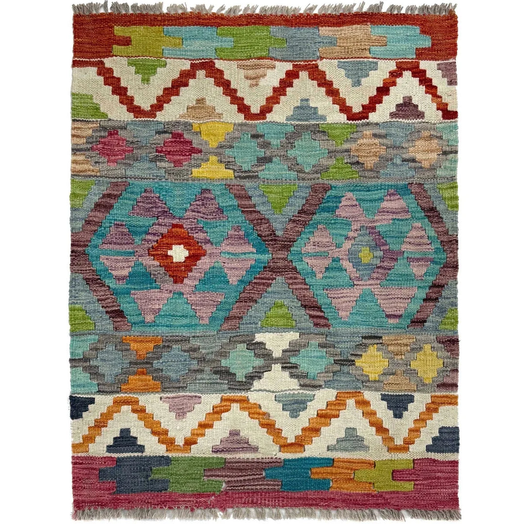 Afghan Kilim Rug 2' 2" x 2' 11" Flat-Weave | No. AL35739