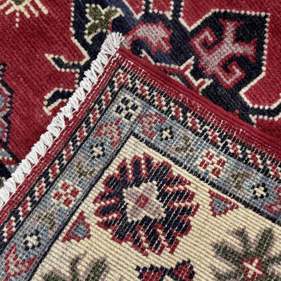 Red Afghan Kazak Rug 2' 7" x 4' 1" Hand-Knotted | No. AL35752