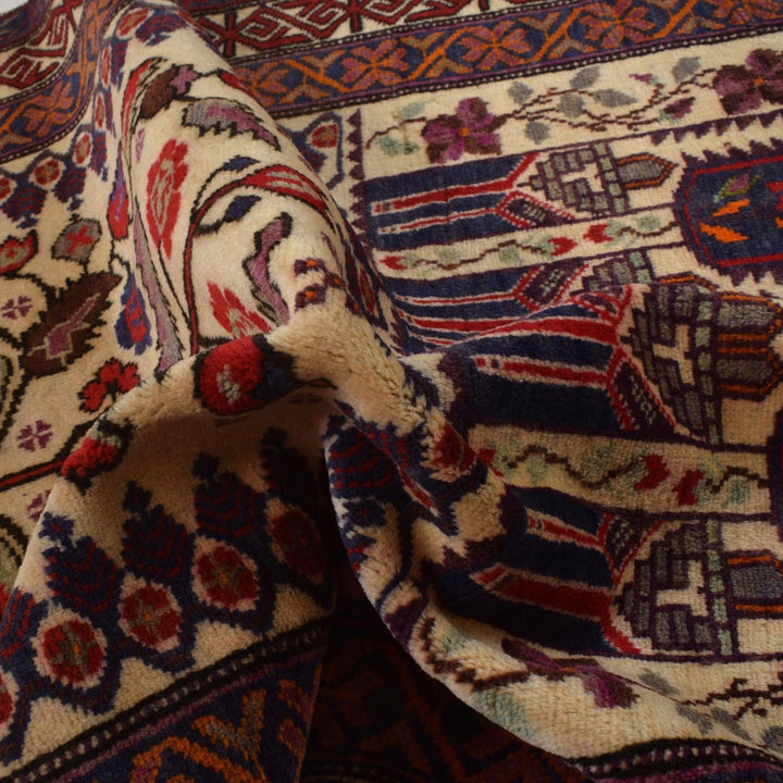 Beige Afghan Prayer Rug 3' 3" x 4' 4" Hand-Knotted | No. AL35762