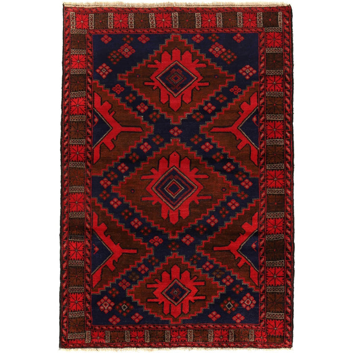 Afghan Baluchi Rug 4' 6" x 6' 7" Hand-Knotted | No. AL35768