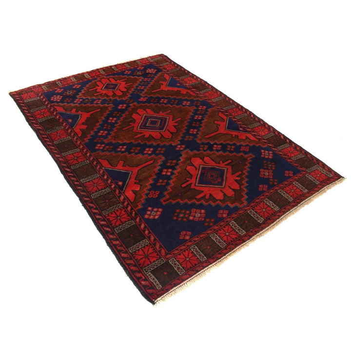 Afghan Baluchi Rug 4' 6" x 6' 7" Hand-Knotted | No. AL35768