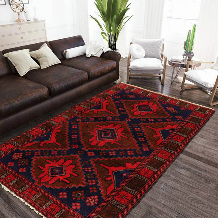 Afghan Baluchi Rug 4' 6" x 6' 7" Hand-Knotted | No. AL35768