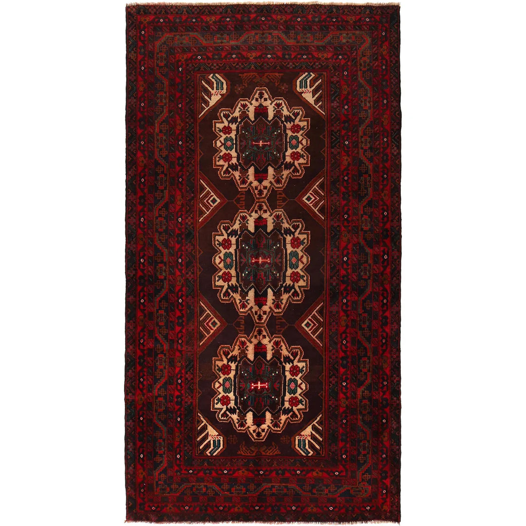Afghan Baluchi Rug 4' 5" x 8' 7" Hand-Knotted | No. AL35784