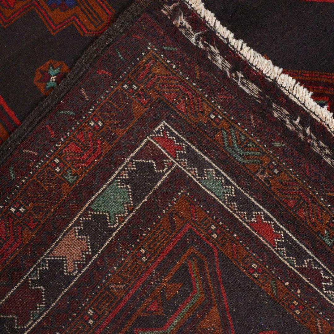 Afghan Baluchi Rug 4' 2" x 5' 10" Hand-Knotted | No. AL35791