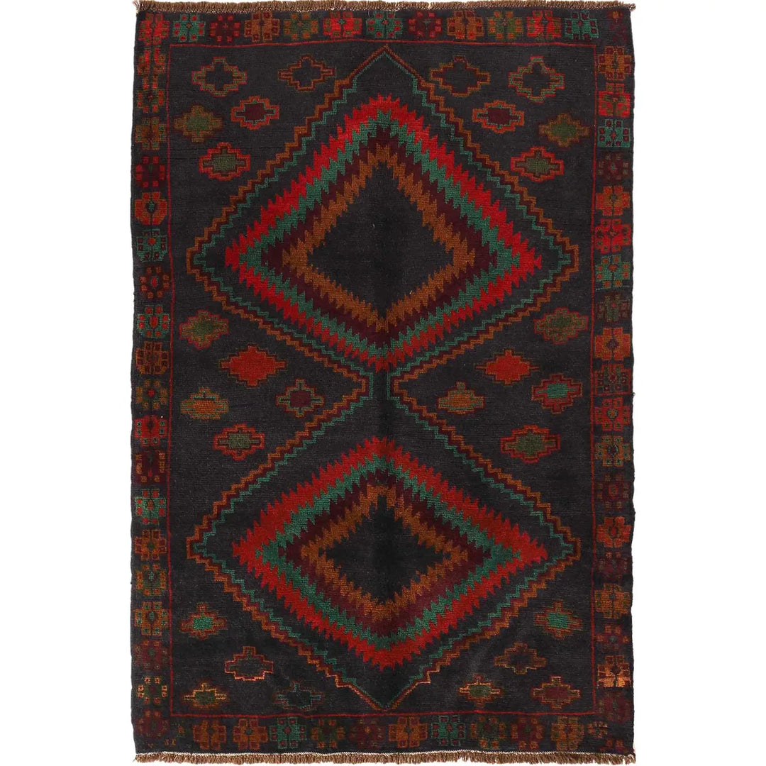 Dark Blue Afghan Baluchi Rug 4' 4" x 6' 6" Hand-Knotted | No. AL35801