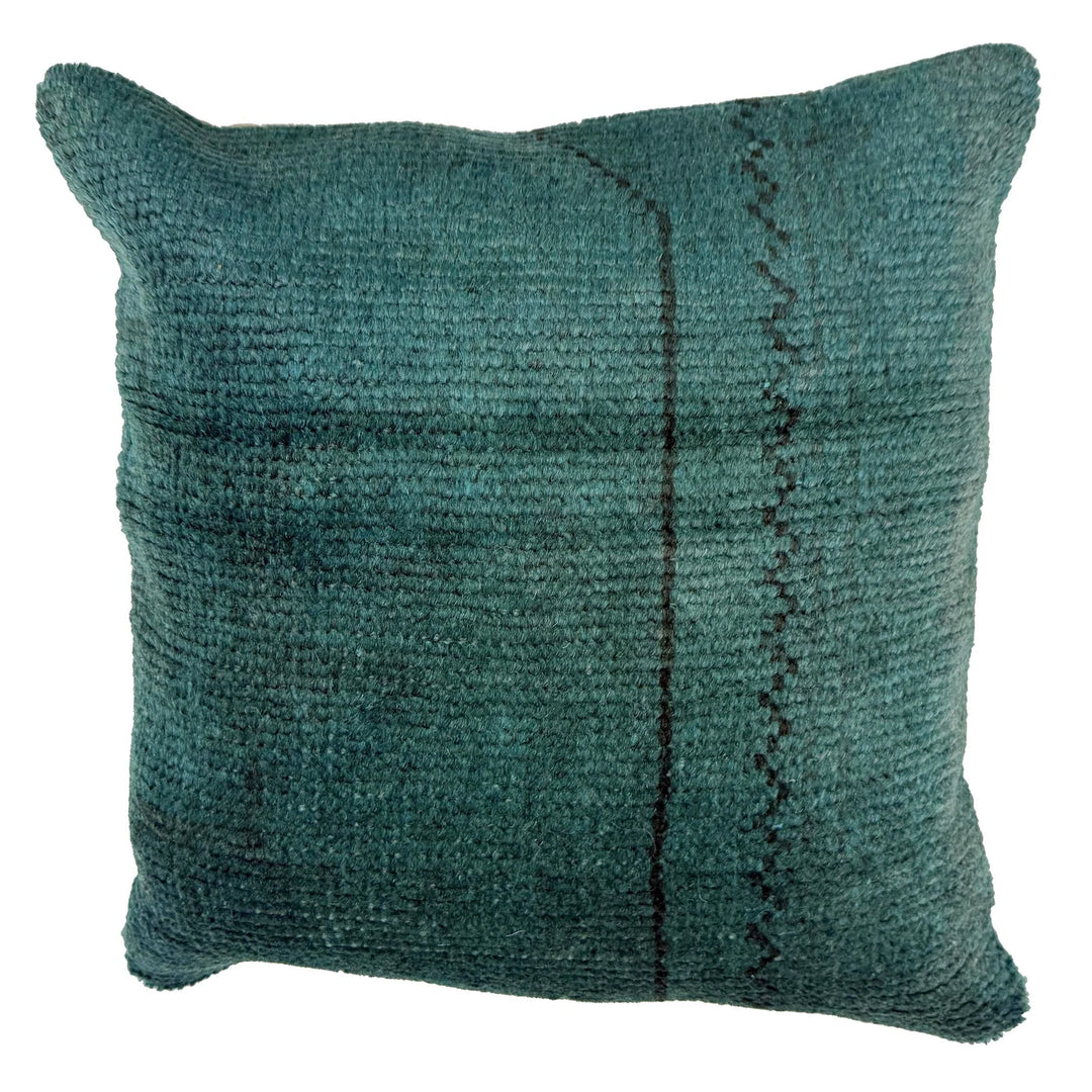 Blue Afghan Oriental Pillow Cover 1' 4" x 1' 4" Hand-Knotted | No. AL359152