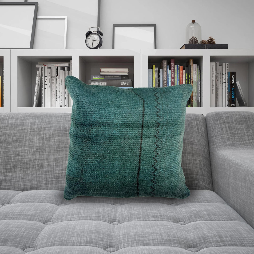 Blue Afghan Oriental Pillow Cover 1' 4" x 1' 4" Hand-Knotted | No. AL359152