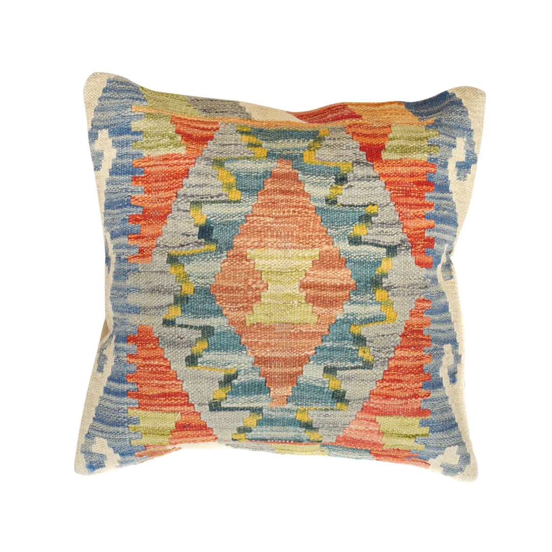 Afghan Turkish Design Cushion 1' 6" x 1' 6" Flat-Weave | No. AL35971