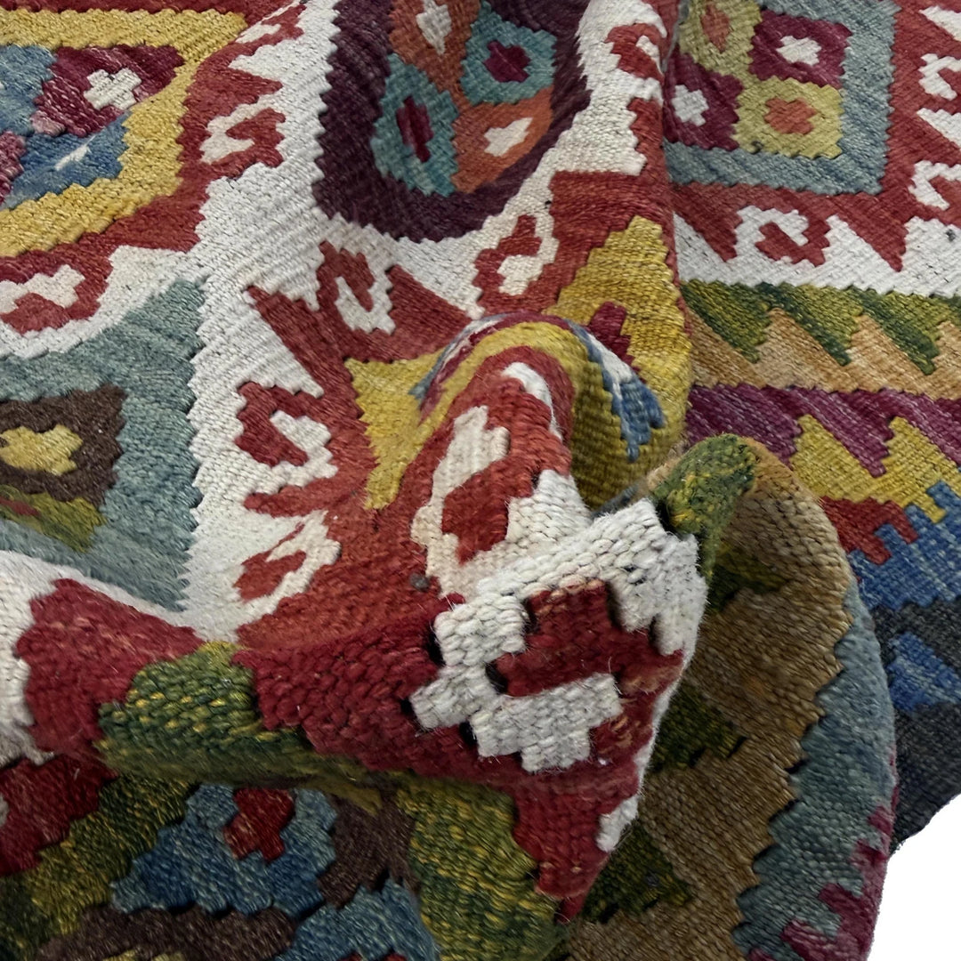 Afghan Vegetable Kilim Rug 4' 4" x 6' 11" Flat-Weave | No. AL359724