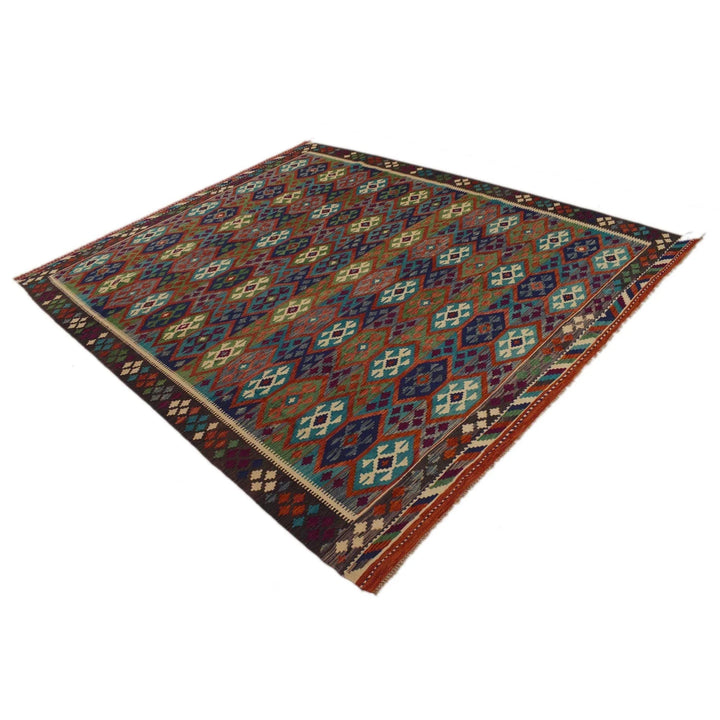 Afghan Kilim Rug 8' 1" x 9' 10" Flat-Weave | No. AL35972
