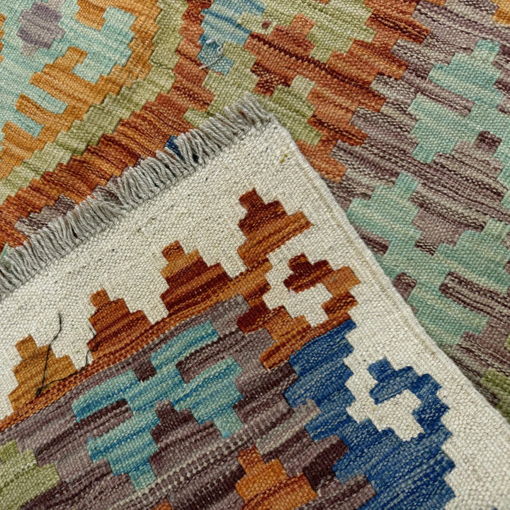 Afghan Vegetable Kilim Rug 5' 9" x 8' 2" Flat-Weave | No. AL360198