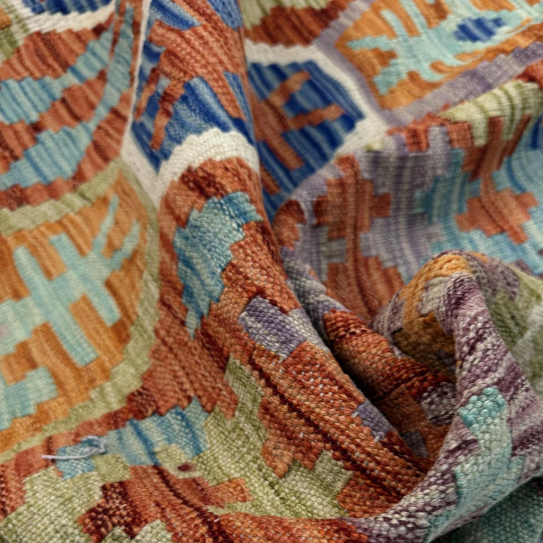 Afghan Vegetable Kilim Rug 5' 9" x 8' 2" Flat-Weave | No. AL360198