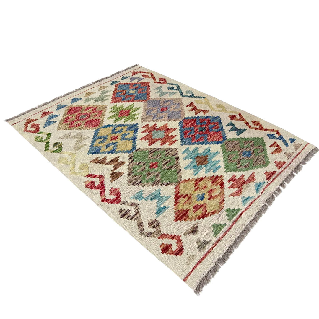 Afghan Chobi Kilim Rug 2' 9" x 4' 2" Flat-Weave | No. AL36075