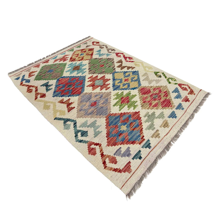 Afghan Chobi Kilim Rug 2' 9" x 4' 2" Flat-Weave | No. AL36075