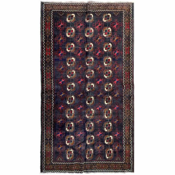 Afghan Baluchi Rug 4' 8" x 8' 11" Hand-Knotted | No. AL36097