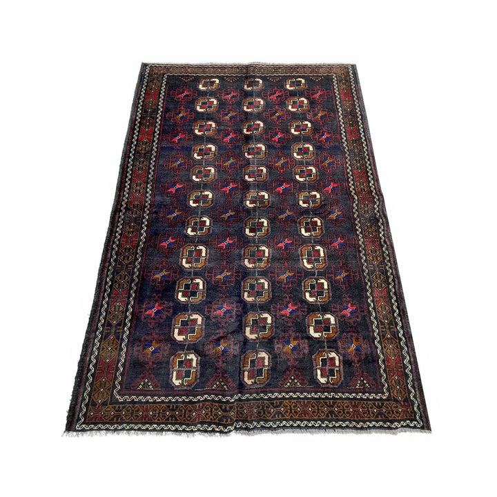 Afghan Baluchi Rug 4' 8" x 8' 11" Hand-Knotted | No. AL36097
