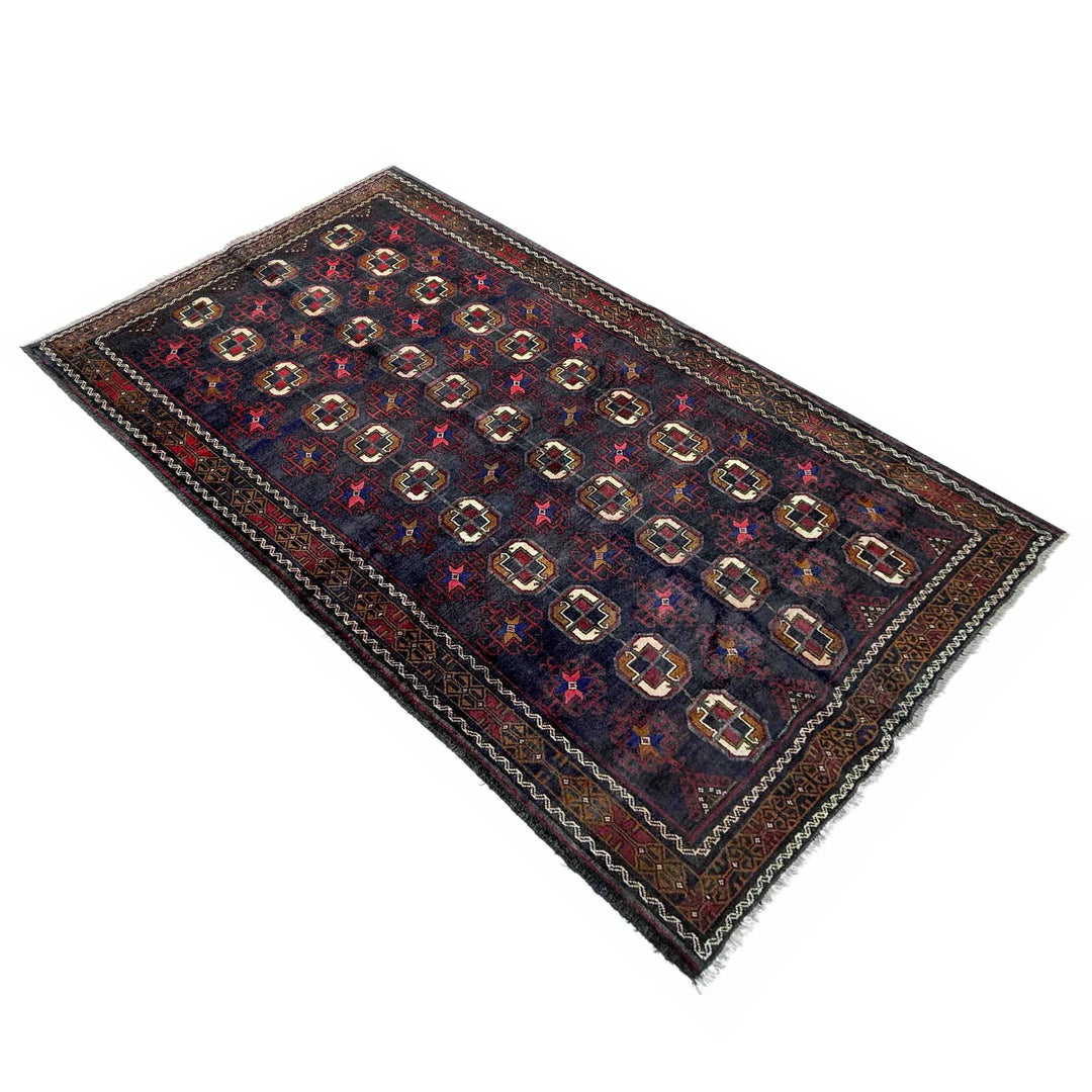 Afghan Baluchi Rug 4' 8" x 8' 11" Hand-Knotted | No. AL36097