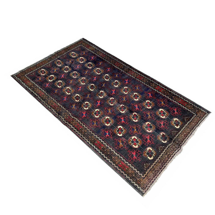 Afghan Baluchi Rug 4' 8" x 8' 11" Hand-Knotted | No. AL36097