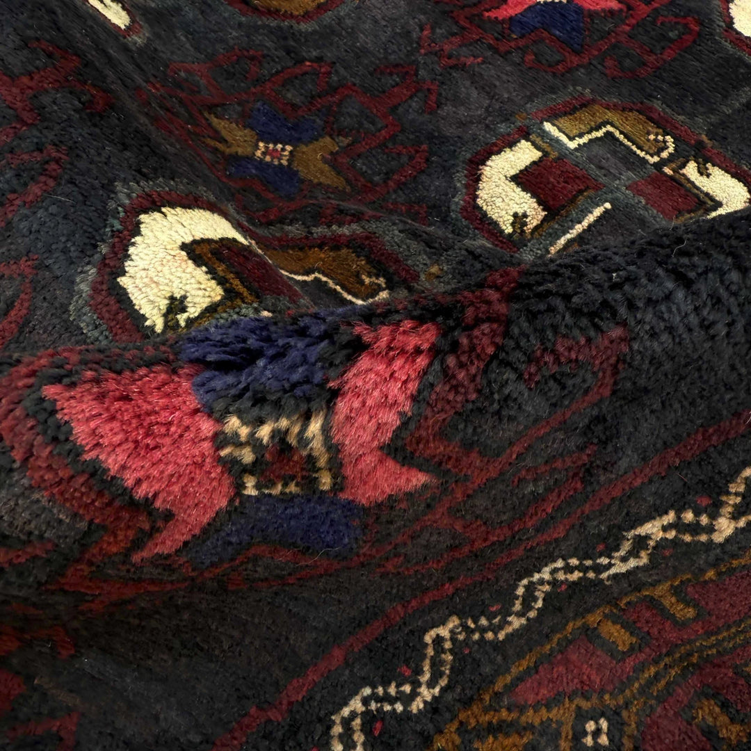 Afghan Baluchi Rug 4' 8" x 8' 11" Hand-Knotted | No. AL36097