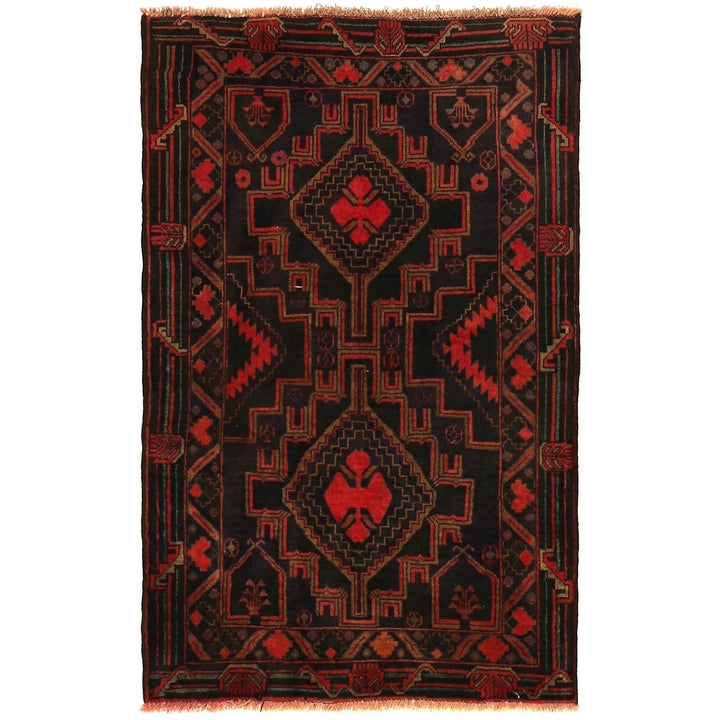 Afghan Baluchi Rug 2' 11" x 4' 10" Hand-Knotted | No. AL36107