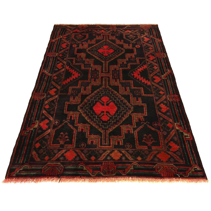 Afghan Baluchi Rug 2' 11" x 4' 10" Hand-Knotted | No. AL36107